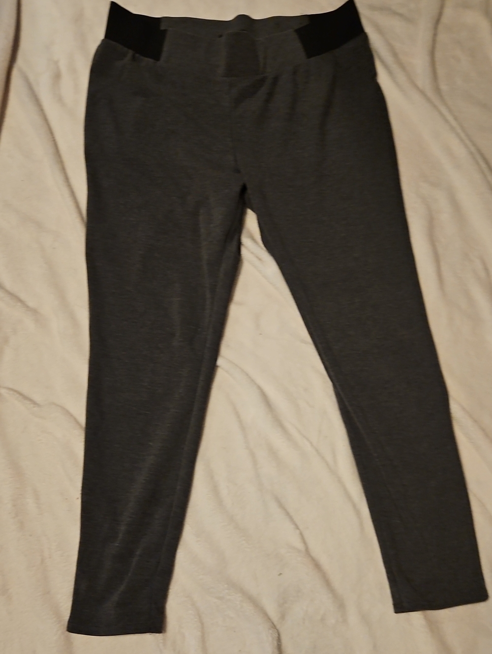 Apt. 9 Charcoal Gray Straight Leg Ponte Pants with Black Waistband